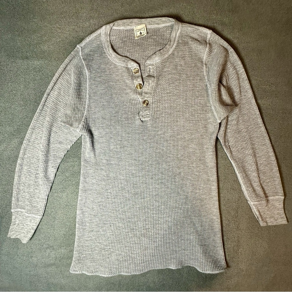 Northwest Territory Shirt Mens Large Gray Thermal Henley Waffle Knit Outdoor USA
